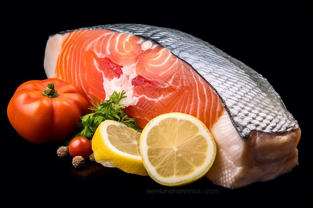 美味新鲜的三文鱼背景图片