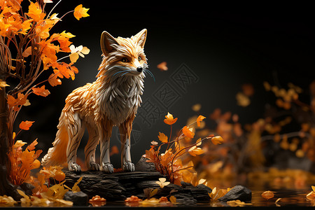 一只体素风格的狐狸图片