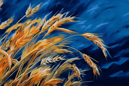 一幅高度程式化的麦秆肖像高清图片