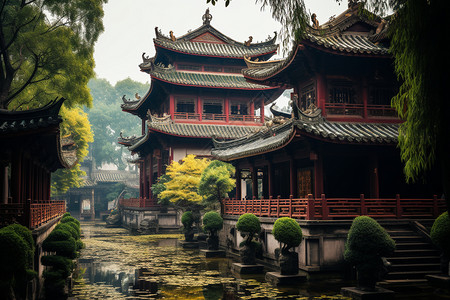 中国古建筑背景图片
