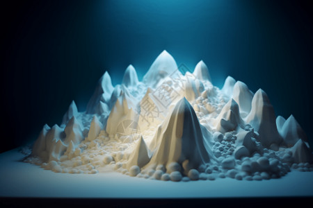 山体景观巨大的雪山泥塑设计图片