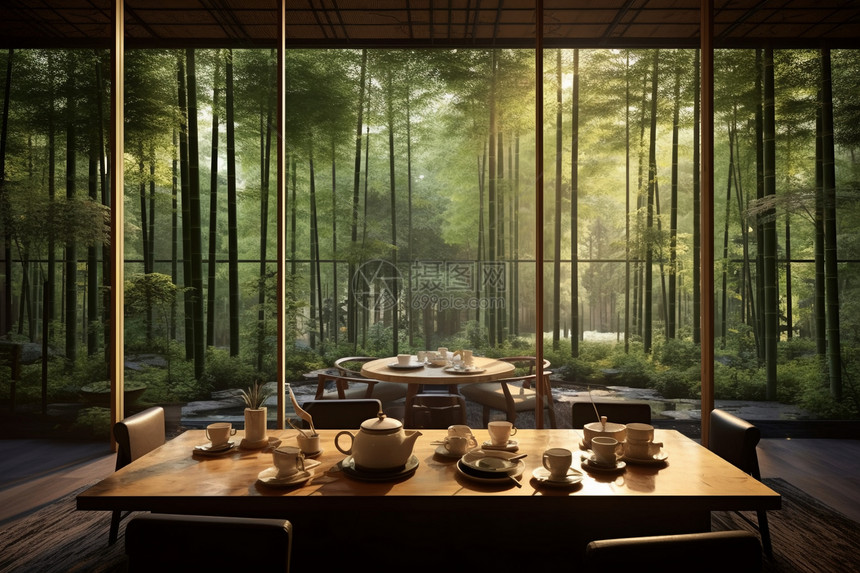 宁静氛围中的茶馆图片