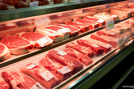 超市的生肉冷鲜肉店高清图片