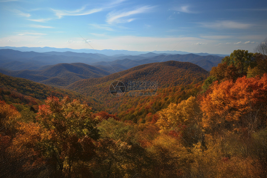 秋天美丽的蓝岭山脉景观图片