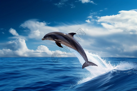 海洋中跳跃的海豚图片