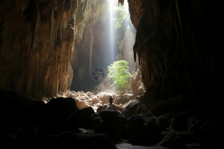 岩石洞穴的入口图片