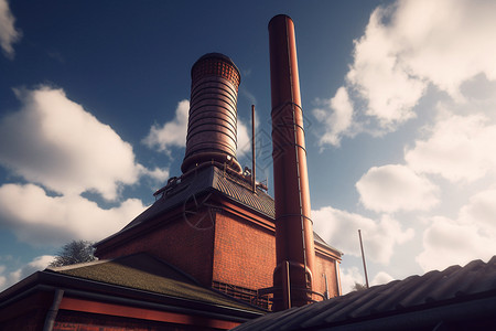 工业发电厂的烟囱图片