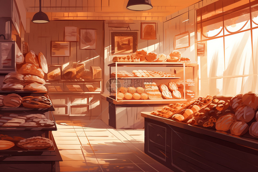 面包店平面插图图片