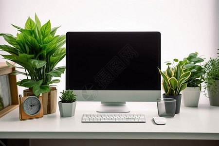 智能的电脑和植物图片