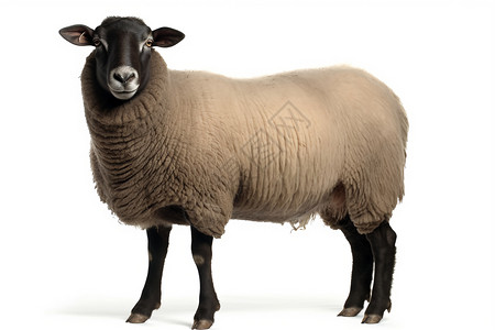 白色背景中的绵羊背景图片