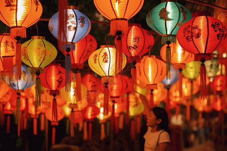 元旦嘉年华中国的传统灯会背景