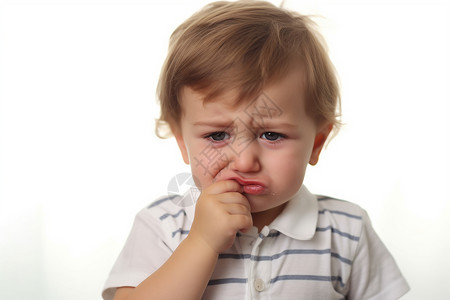 撅嘴哭泣的小男孩图片