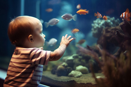 观看海洋生活的婴儿图片