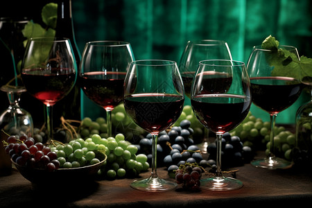 新鲜的葡萄和葡萄酒高清图片