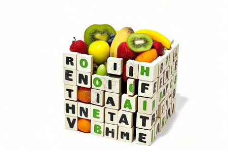 水果块健康营养饮食的概念图设计图片