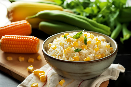 营养的米饭玉米炒饭高清图片