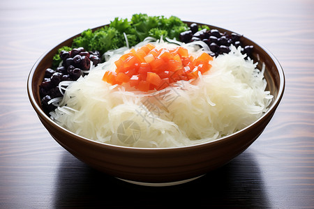 瓷碗中的日式料理图片