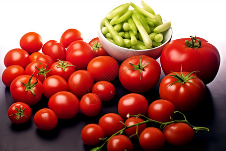 新鲜采摘的番茄果实图片