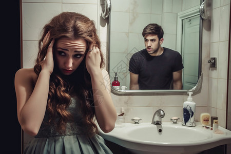 男女浴室悲伤的男女背景