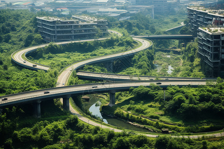 郁郁葱葱的城市绿化景观图片