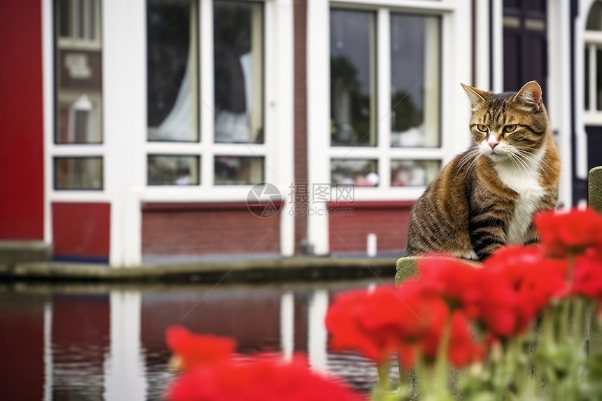 在室外的宠物猫图片