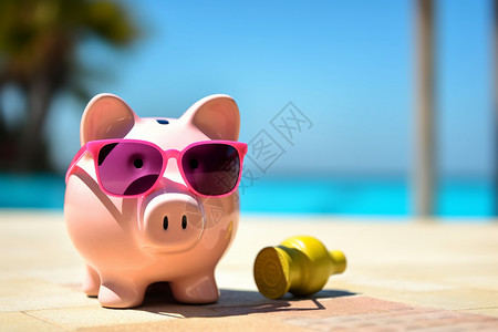 小猪存储罐金融货币投资管理概念图背景