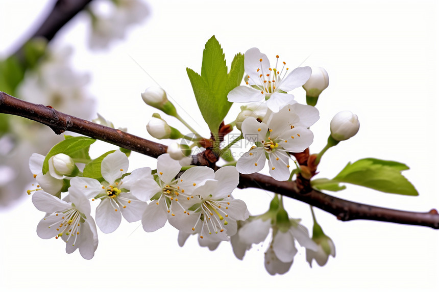 枝头的白色樱花图片
