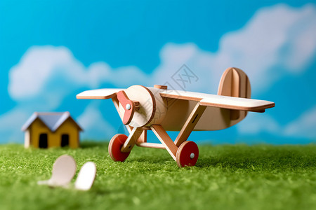 手工制作的木质飞机高清图片