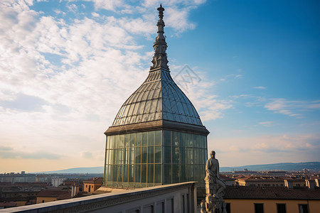 欧式博物馆建筑的屋顶背景图片