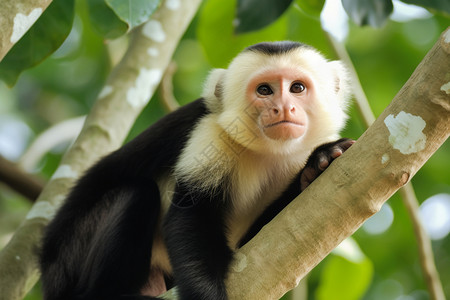 树上的猴子健壮的卷尾猴高清图片