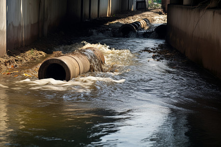 下水道排出的污水高清图片