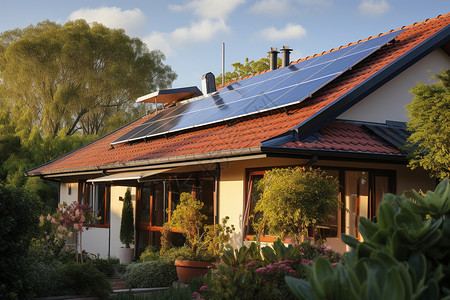 屋顶的新能源太阳能板图片