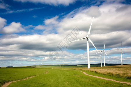 草坪上的风力发电图片
