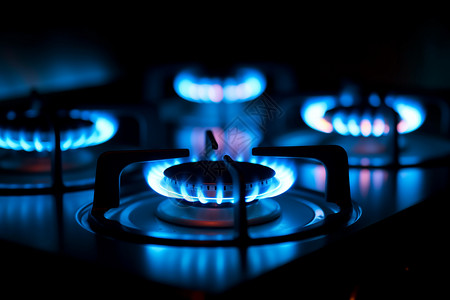 厨房天然气煤气灶上的火焰背景