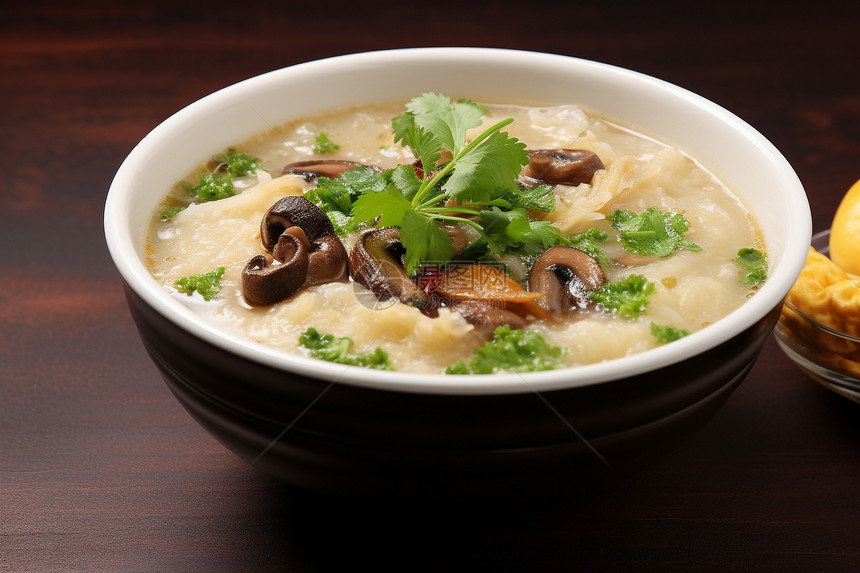 传统美食-蘑菇粥图片