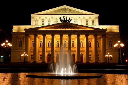 夜晚美丽的莫斯科大剧院图片