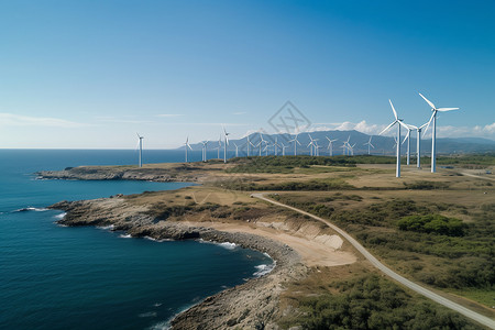 海边的风力涡轮机图片
