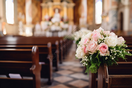 教堂里的花束背景图片