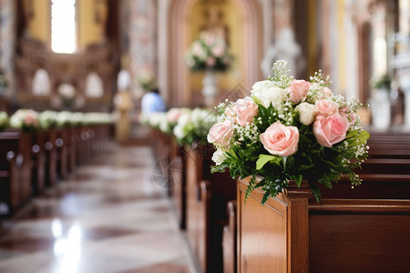婚礼教堂的鲜花图片