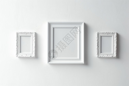 三个相框素材房间墙壁上的空白相框背景