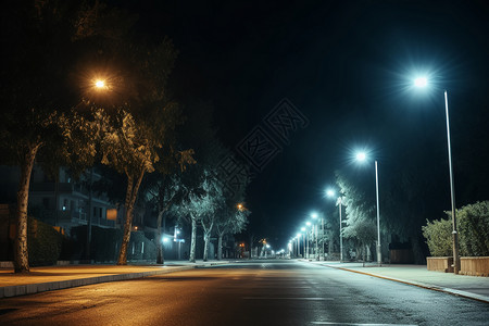 夜晚城市的道路景观图片