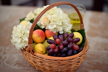 结婚庆典的水果花篮背景图片