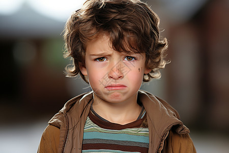 沮丧的小男孩图片
