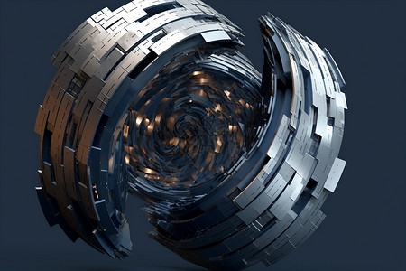秋银旋转的圆形钢铁设计图片