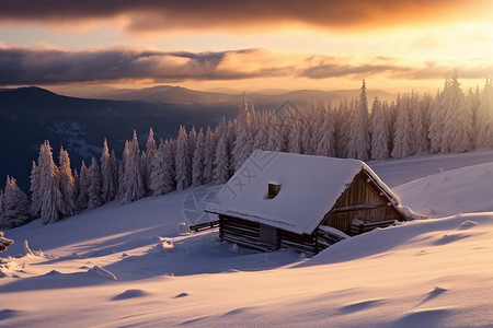 白雪皑皑的喀尔巴阡山脉图片