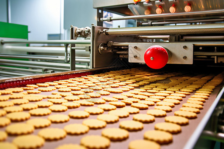 工厂生产线上的饼干图片