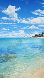 绿松石海水夏日宁静的海滩插画
