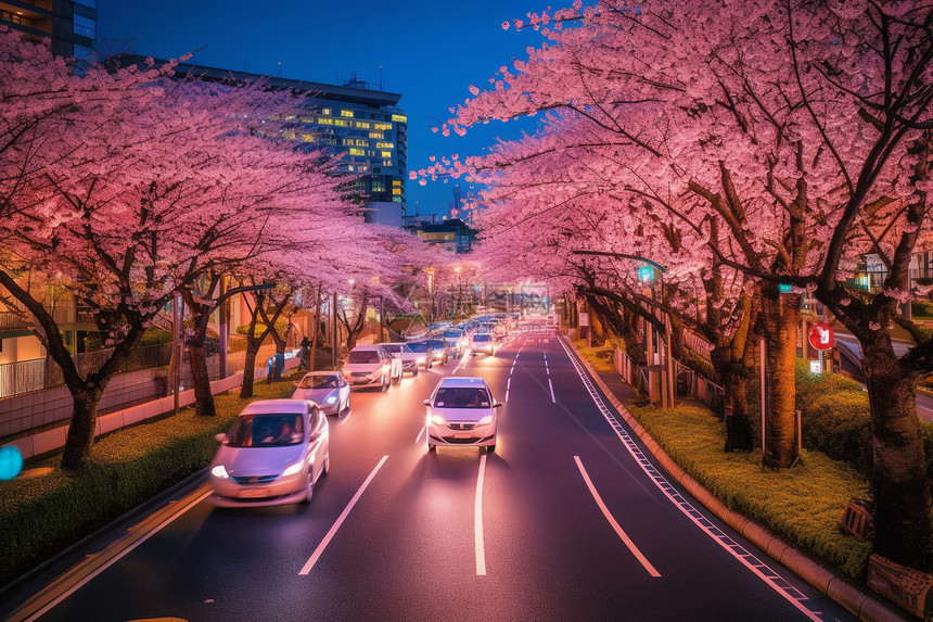 东京城市夜晚的美丽景观图片