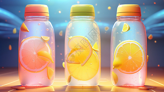 塑料瓶雪碧饮料夏天清凉的果汁插画