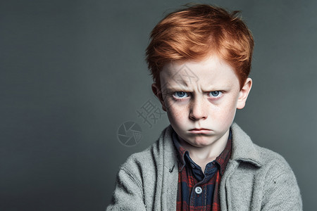 不开心生气的小男孩图片